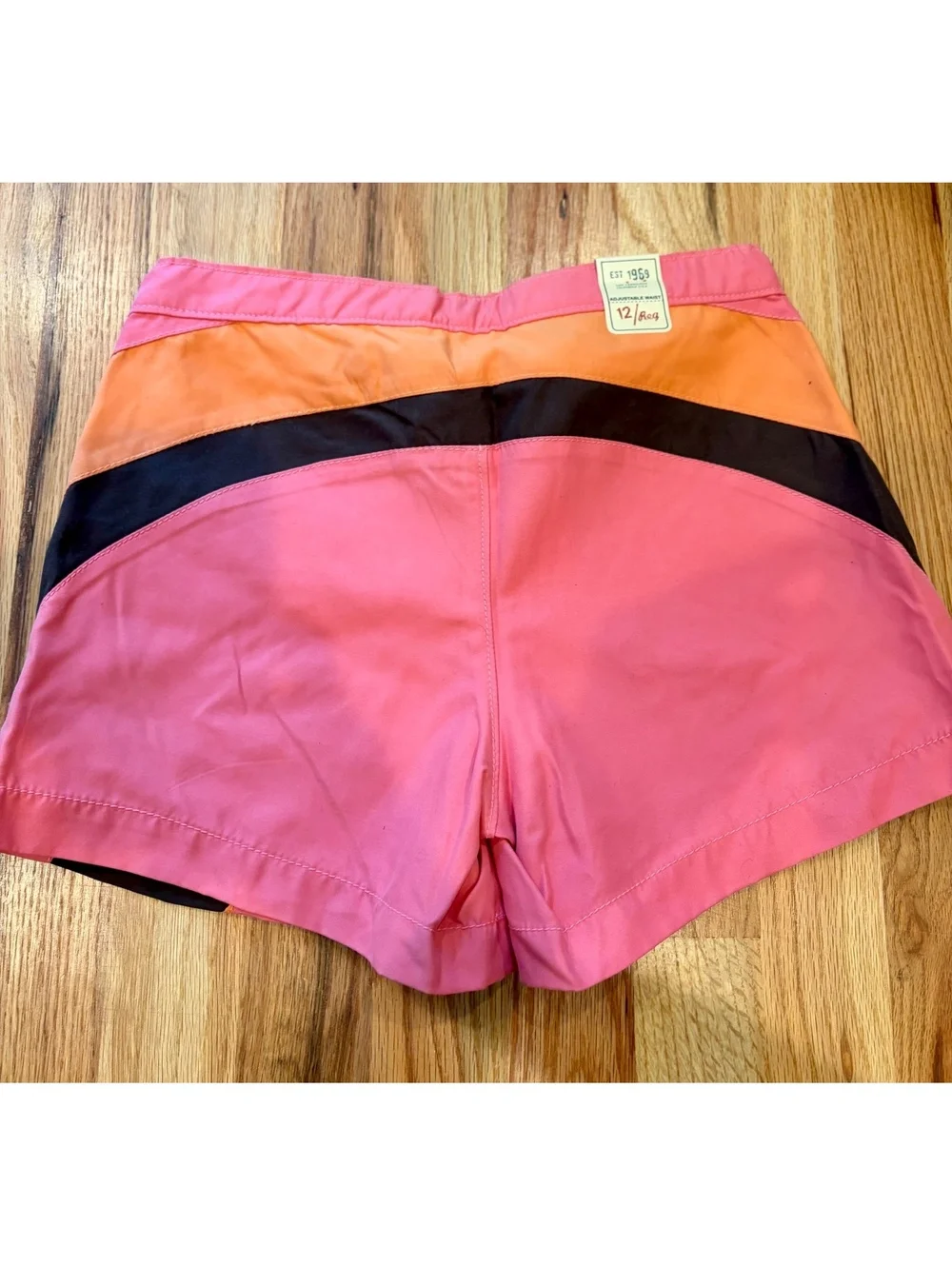 Y2K Gap Girl Board Shorts Size 12 NWT Pink Orange Brown Colorblock Swim
